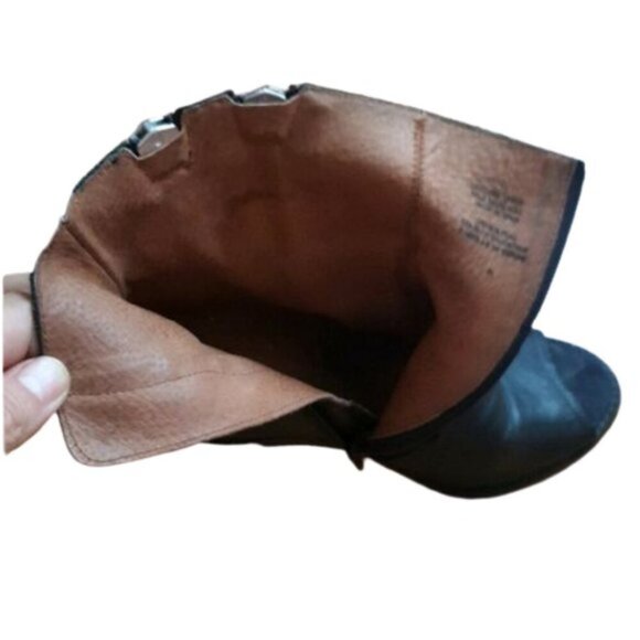 Sixtyseven leather lots of zippers chunky heel open toes booties boots - Picture 8 of 8